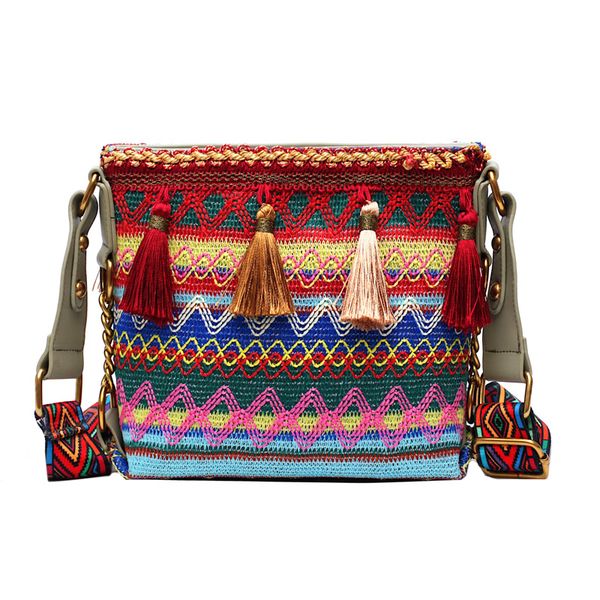

bags for women 2019 summer national style girl shoulder bag mini fringe messenger hand-woven bag crossbody bags for women