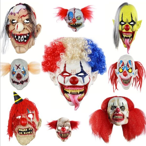 

9 styles 2019 new joker clown costume mask creepy evil scary halloween clown mask ghost festive party mask supplies decoration
