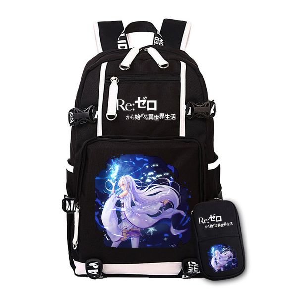 

anime re life in a different world from zero canvas backpack re0 rem ram student schoolbag large capacity lapag bookbag