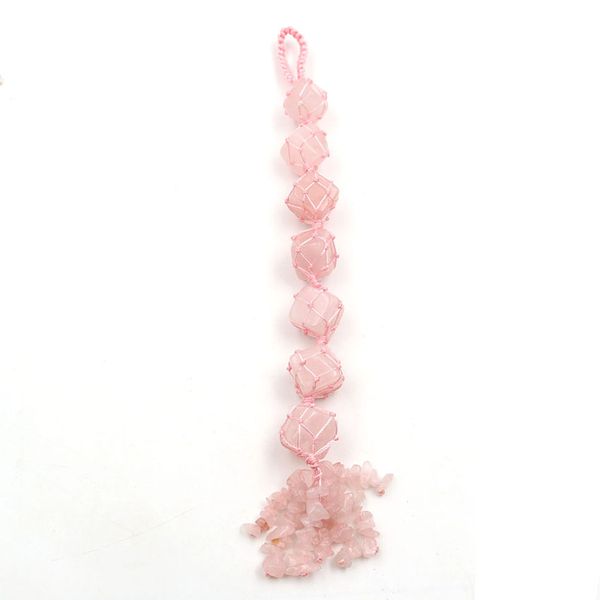 

5 pcs handmade weave wrap stackable irregular shape rose quartz pendant tiger eye stone ethnic style jewelry, Silver