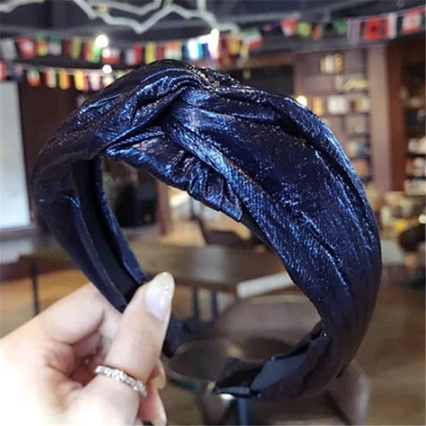 

big hairbands bright coat of paint artificial leather wide hair jewelry accessories punk tied headbands gift for girls ornaments, Golden;white