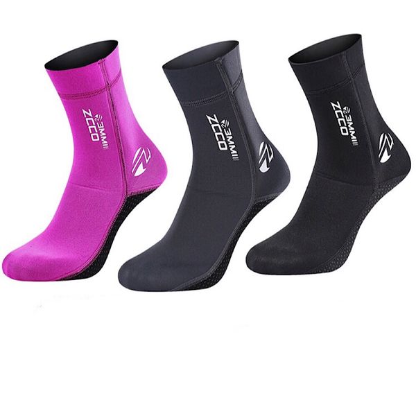 

zcco diving socks 3mm neoprene beach socks for men women thick winter swimming warm non-slip coral equipment snorkeling, Black