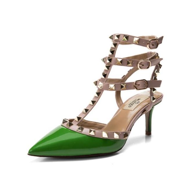 

чистовая с осени связывают туфли на высоком каблуке женщин остроконечные одиночные ms paint большие размеры обуви заклепками обувь сандалии, Black