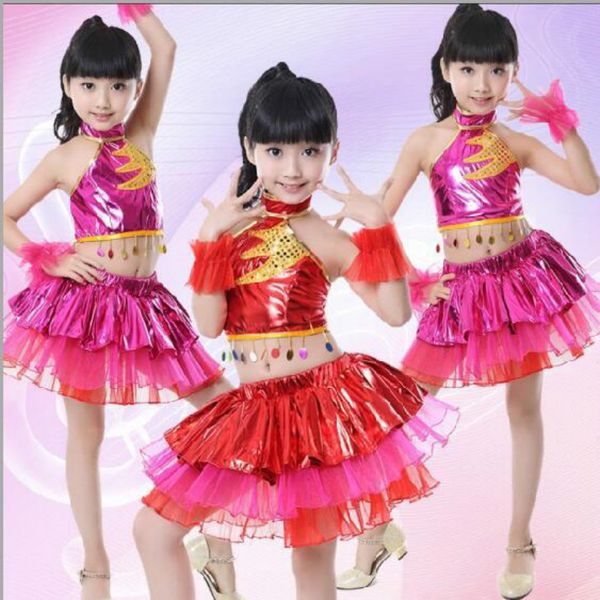 

новый детский день детская танцевальная одежда девушки латиноамериканские танцевальные костюмы персонализированные костюмы блестки уличная о, Black;red