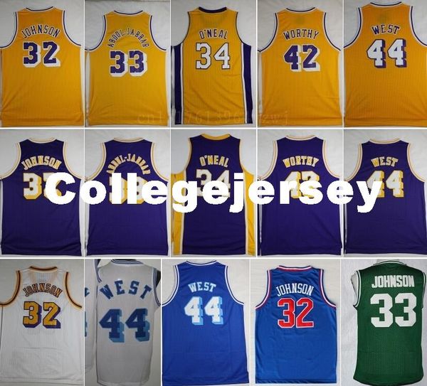 

2016 retro 33 kareem abdul jabbar 32 john on ba ketball jer ey 42 arte t worthy 44 jerry we t 34 o 039 neal ncaa