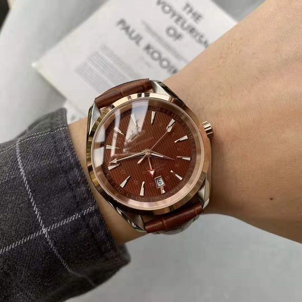 

designer watches new gmt men's watch 4omm dial automatic mechanical movement mineral wear-resistant mirror finish steel original steel, Slivery;brown