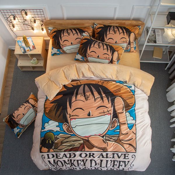 

зимний фланель пододеяльник пододеяльники one piece манки д. луффи аниме утешитель постельные принадлежности комплекты постельного белья нав