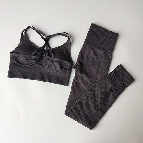 

seamless leggings strappy sports bra yoga set women gym fitness clothing high waist yoga leggings tracksuit running sportswear, White;black