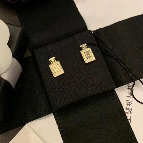 

c1892 minimalist perfume bottle small ear stud brass with 925 silver needle fashion geometric earrings women jewelry, Golden;silver