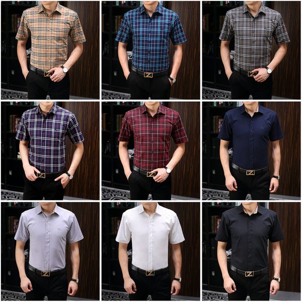 

bbr burb brand mens designer short sleeve shirts firmate dress shirts fashion casual luxury shirt plaid shirt homme button up 0017