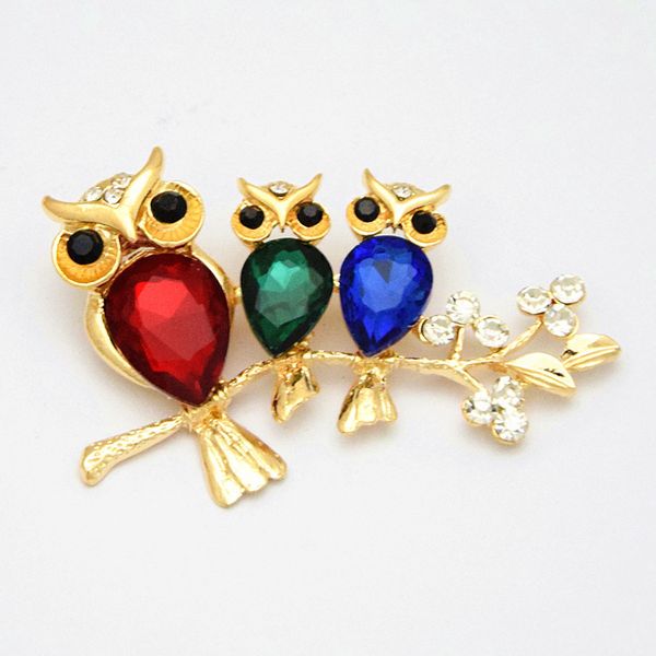 

lovely owl brooch three owl will drill ma'am brooch, Gray