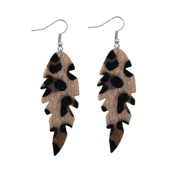 

leaf leather earrings leopard water drop earring waterdrop dangle earrings for elegant girls women europe africa boho cute female jewelry, Golden