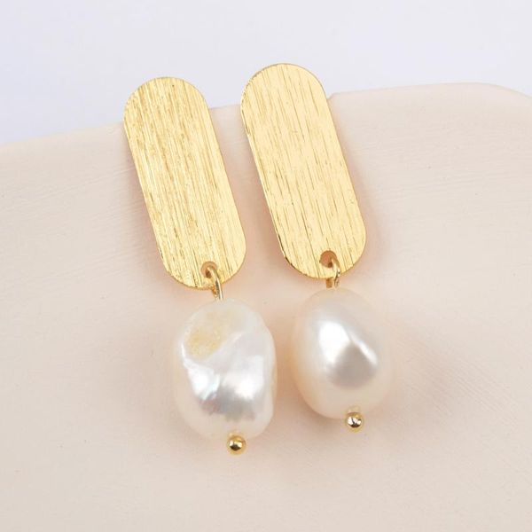 

new gold natural pearl dangle earrings baroque irregular white pearl drop earring for women fashion earring jewelry hd0188, Silver