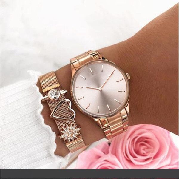 

mavis hare красота 34 мм hermosa розовое золото часы с идеальным сочетанием сетки шарм melrose женщина часы браслет набор в подарок, Golden;silver