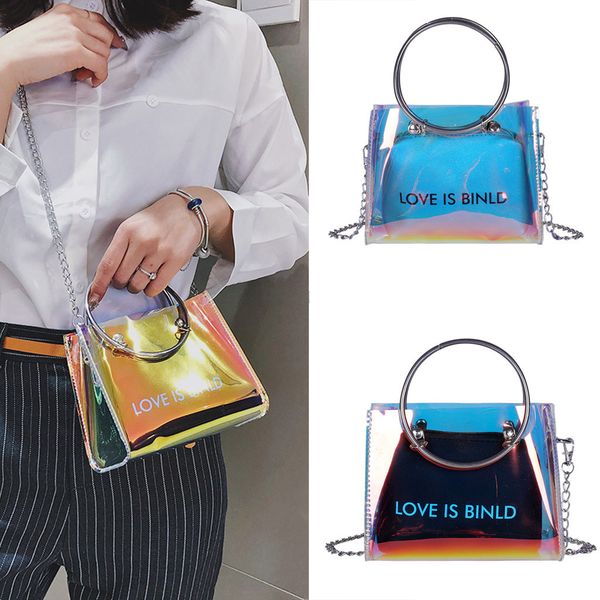 

xiniu small clear brand designer new fashion messenger bag chains shoulder bag female rivets transparent square pu handbag #0524