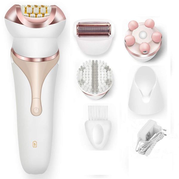 

women shaver multi-function electric razor hair removal epilator, 4 in 1 cordless bikini trimmer with facial brush for legs, arm, face, body