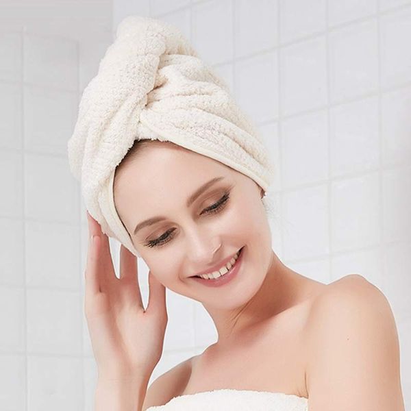 

1pc solid lady's dry hair towel bathroom soft super absorbent quick-drying microfiber bath towel hair dry cap salon