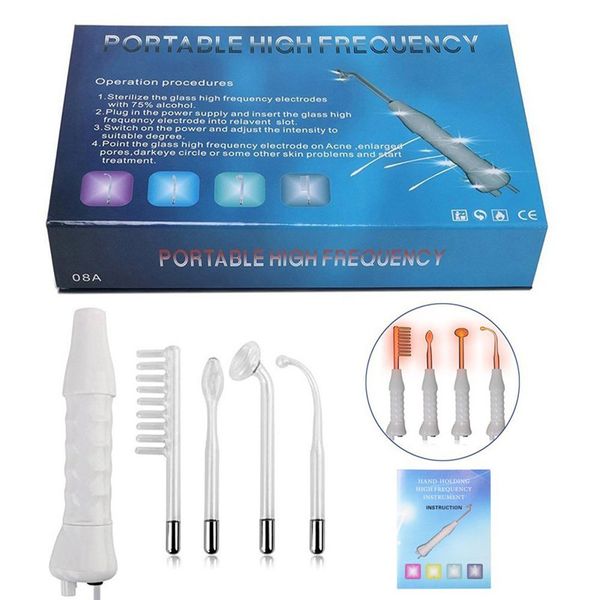 

portable high frequency electrode glass tube acne wand skin care facial beauty device spot wrinkle remover hair growth