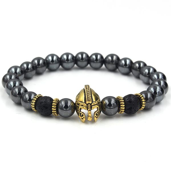 

faitheasy black iron stone volcano stone hand string will helmet bracelet bracelet ornaments, Golden;silver