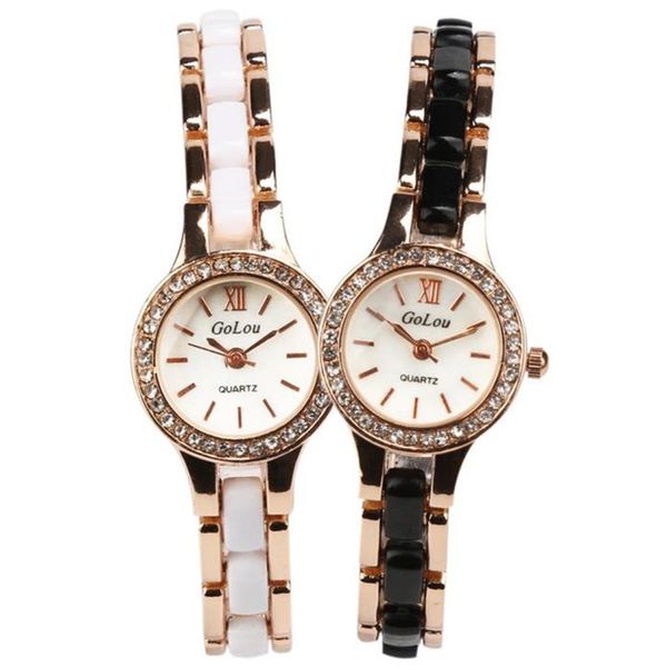 

women metal ceramic bracelet rhinestone dial quartz analog wrist watch women watches bracelet watch ladied #4a23, Slivery;brown
