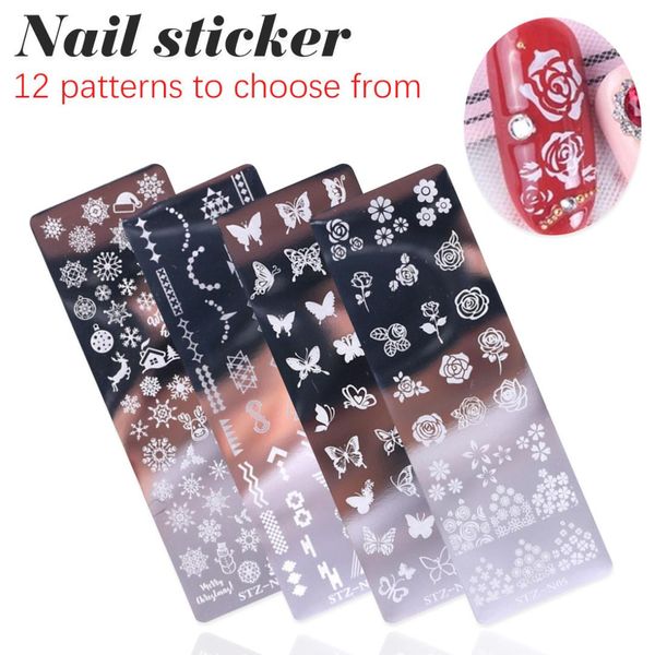 

1pcs nail art stamp nail stamping template flower geometry animals diy designs manicure image plate stencil jistzn01-12, Black