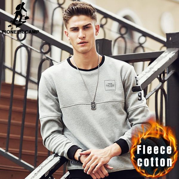 

pioneer camp thick warm patchwork fleece hoodies men brand clothing spring winter sweatshirts male quality men tracksuit harajuku, Black