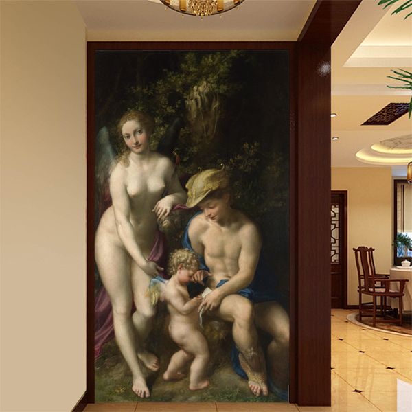 

3d customized nude wallpaper european family figure painting mural living room corridor porch hallway background wall decor