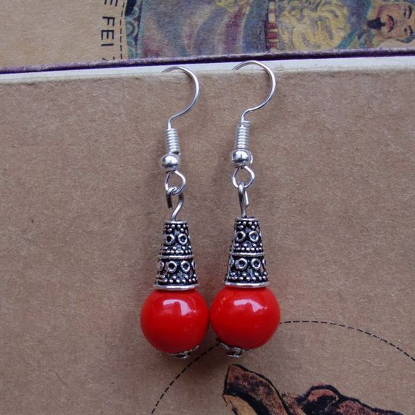 

gules ceramics beads eardrop 2018 ethnic vintage alloy fashion woman earrings jewelry dropshpping, Silver