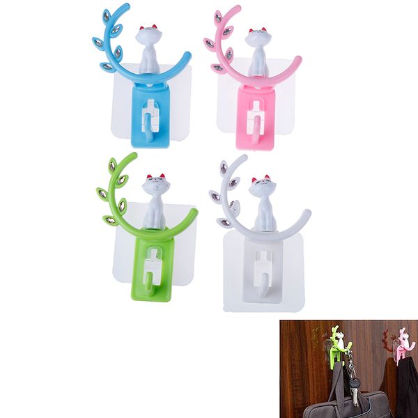 

1 pcs cute cartoon cat bathroom kitchen wall hook multi function hook for home livingroom decoration accessories