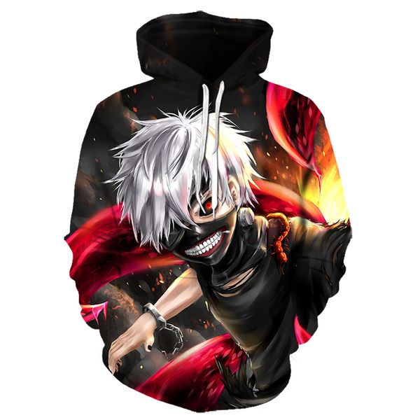 

3d hoodies tokyo ghoul men women sweatshirt harajuku boys sweatshirts anime 3d printed hoodie tokyo ghoul hoodies coats, Black