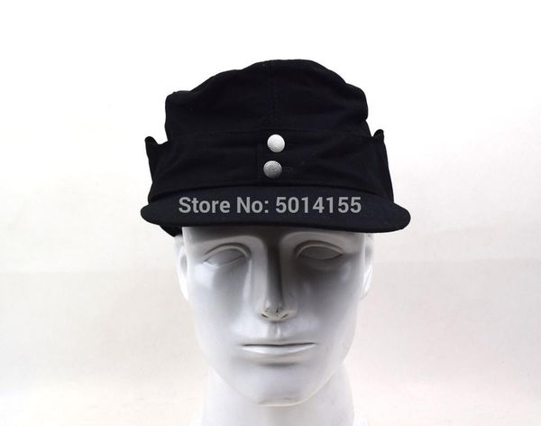

wwii german army elite em m43 summer panzer field cotton cap hat black, Black;white