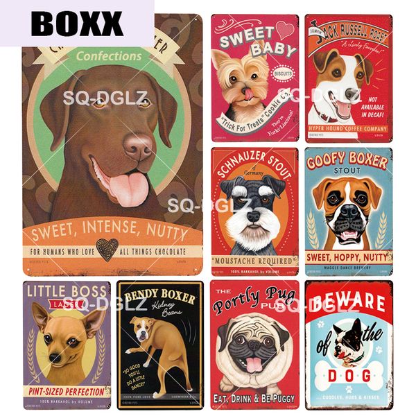 

pug labrador metal sign vintage tin signs metal plates cafe pub club home wall decor retro plaque