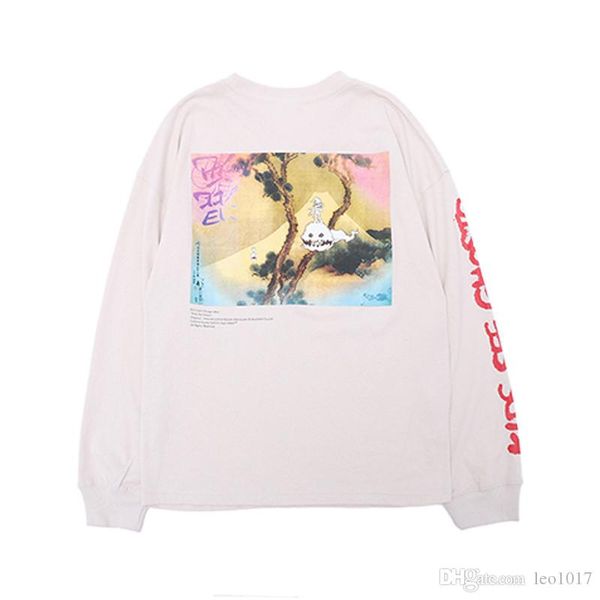 

kanye west kids see ghosts ghosts t-shirt men 2019 autumn round neck letter printing loose style men's long sleeved tee shirts cotton