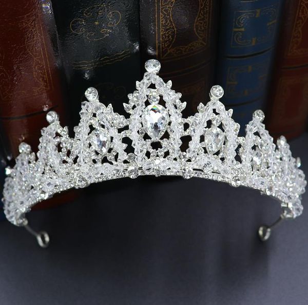 Korean Bridal Headdress Crown Handmade Hair Ornament Rhinestone