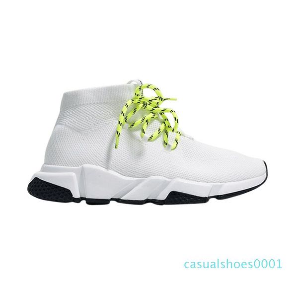 

2020 new men women designer socks shoes speed trainer lace up mid black white yellow fashion mens trainers casual platform sneakers al22