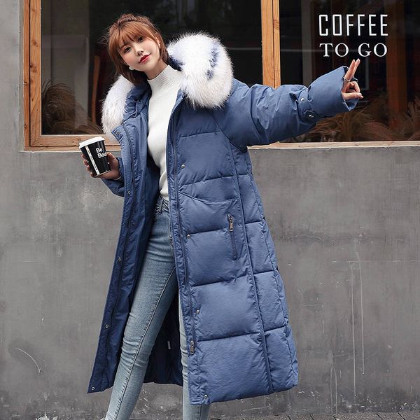 

winter jacket women new womens winter coats 2019 large size large fur collar long cotton jacket fashion hooded thick long coat, Black