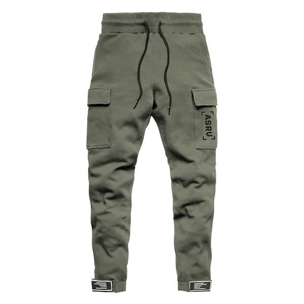 

spring new mens casual pants solid color plus size multi-pocket overalls outdoor sports tapered male long trousers