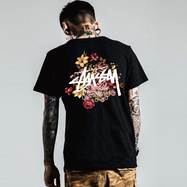 

new fashion male designer back printed t-shirt summer breathable t-shirt casual simple men and women short street, White;black