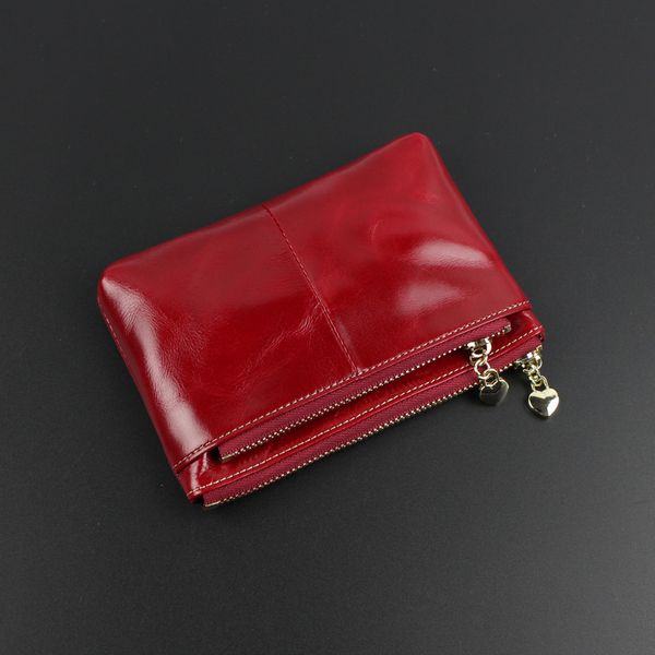 

ladies real leather wallets coin with zipper solid women wallet genuine cow leather small brand female purse fashion, Red;black