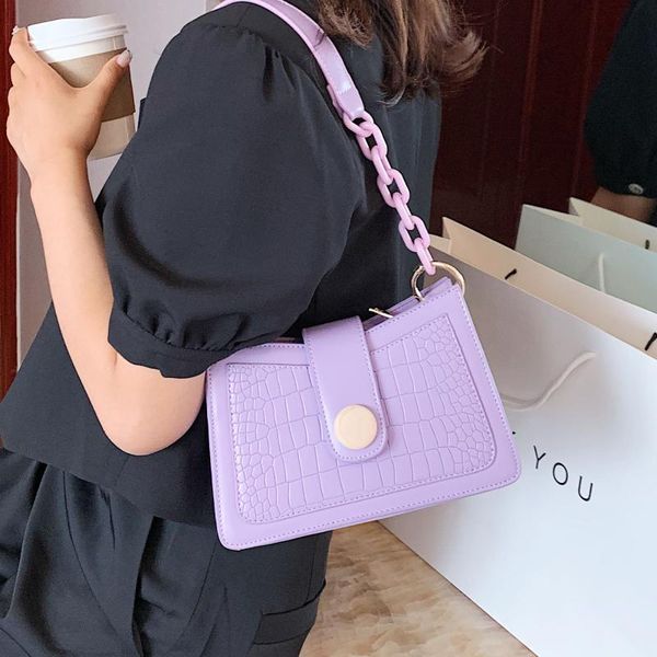 

crocodile pattern small armpit bag for women messenger bag pu leather 2020 elegant chain shoulder crossbody bags female handbags