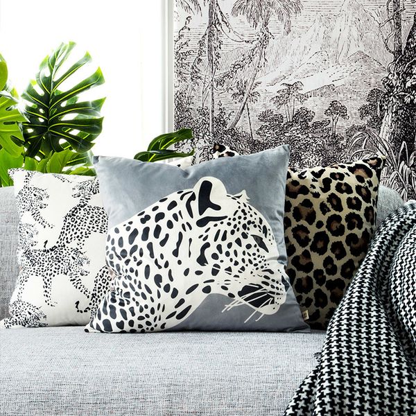 Dunxdeco Cushion Cover Decorative Pillow Case Modern Animal