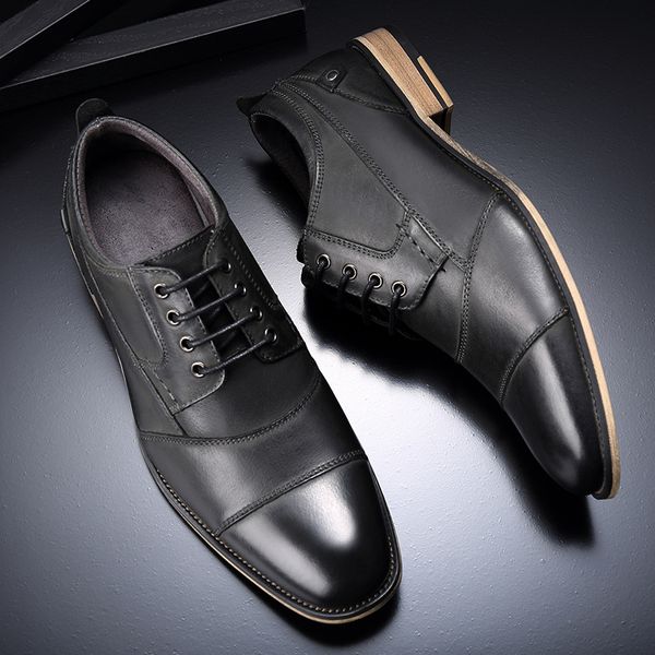 

men's new business dress leather shoes first layer oxfords casual shoes british large european and american men's, Black