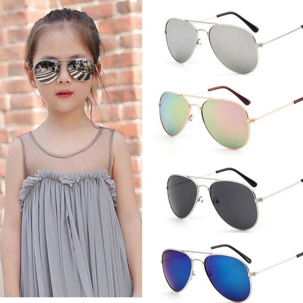 

1pc classic sunglasses girls colorful sun glasses mirror children glasses metal frame kids boys travel shopping eyeglasses uv400, White;black