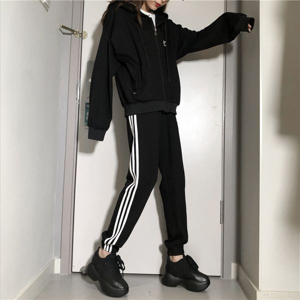 

designer designer women's sports suit fashion trend spring and autumn hooded sweater trousers suit leisure and comfortable, Gray