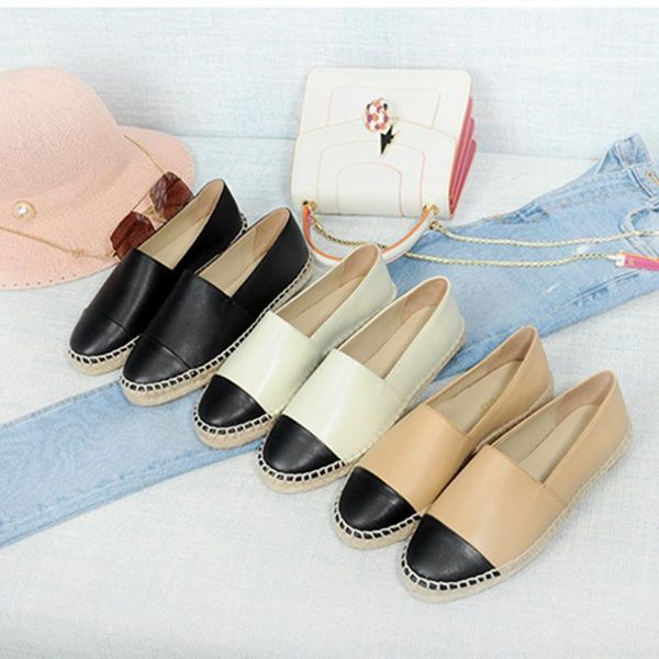 

new women espadrilles shoes flat genuine leather shoes woman casual loafers spring autumn big size 35-41, Black