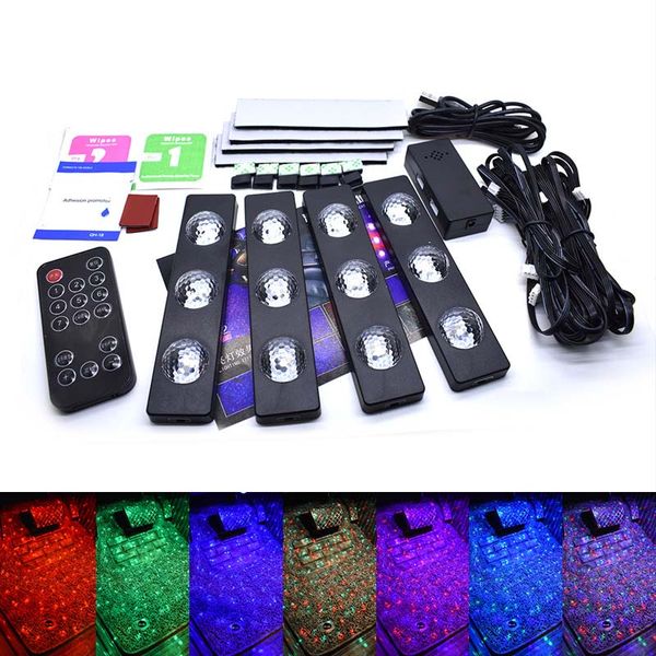 

car led strip lights multicolor floor lights sound active function wireless remote control m8617