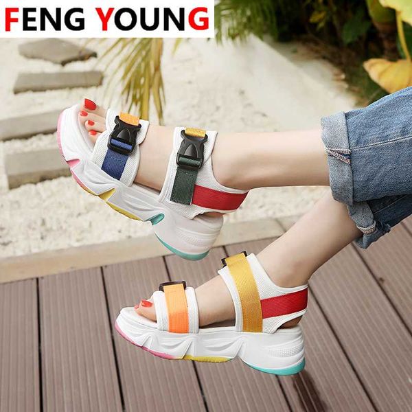 

women chunky woman platform casual shoes mesh wedges sandal black sandals 2020 summer designers fashion block shoes