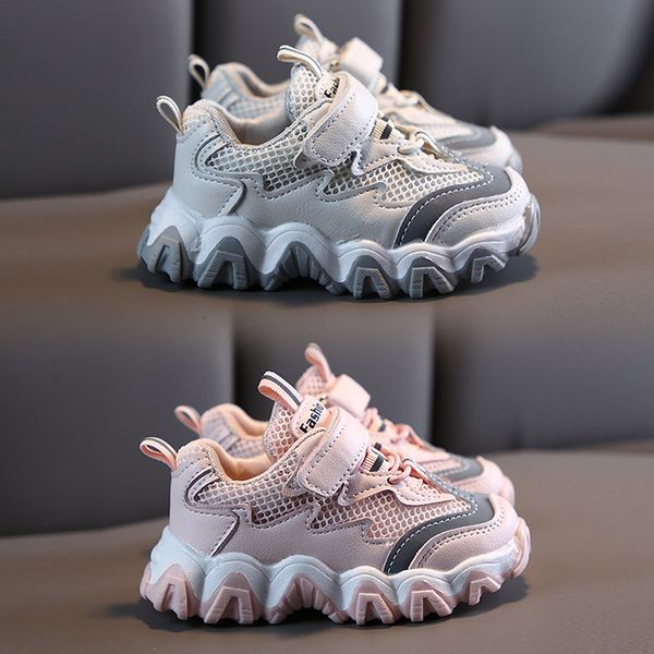 

новые корейские детские одиночные чистые кроссовки мальчики и девочки через сетку повседневная обувь для бега детская обувь дышащая нескольз, Black;red