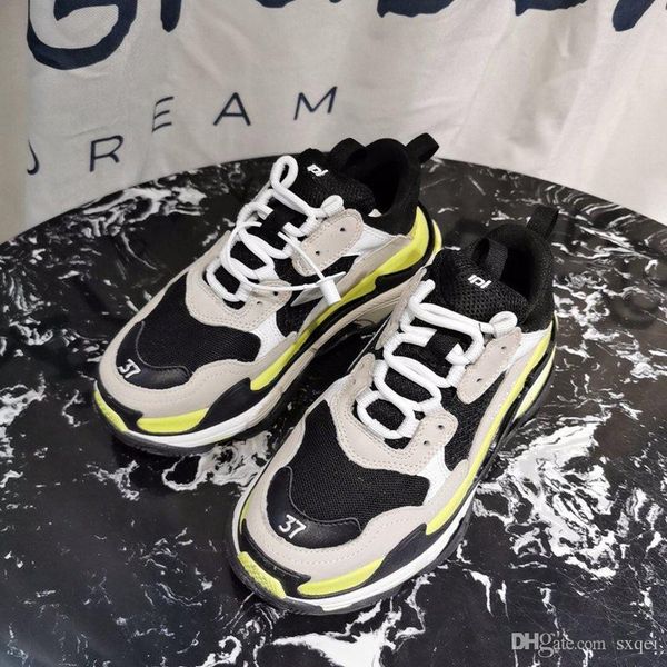 

fashion crash splicing tripe-s shoes breathable and comfortable triple-s sneakers letters embroidery men women hiking shoes size 35-45, Black