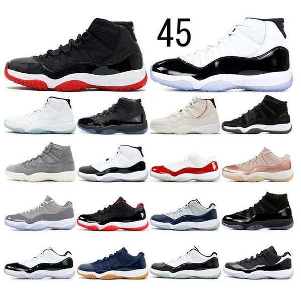 

with socks bred 11 11s basketball shoes concord 45 platinum tint cap and gown mens women gym red trainer sports sneakers 36-47